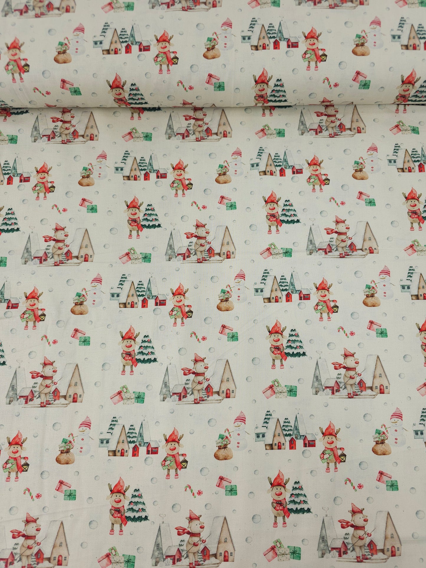 Reindeer Village 100% Cotton