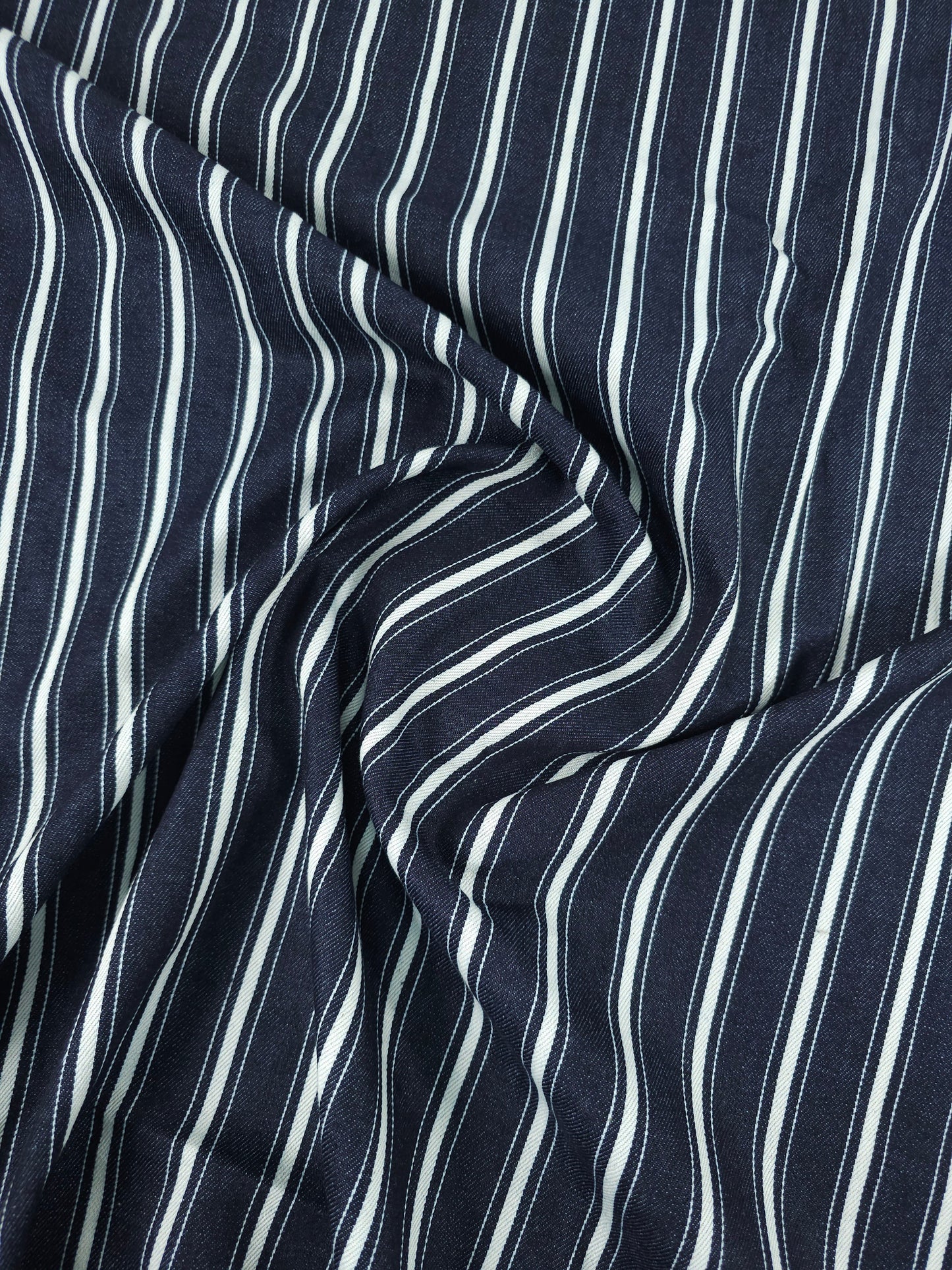 Indigo Navy Retro Stripe Denim
