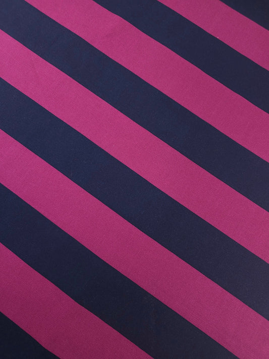 Magenta/Navy Block Stripe Lightweight Canvas Cotton